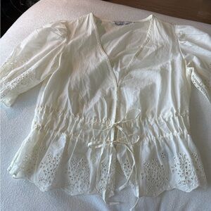 & Other Stories Broderie Anglaise Puff Sleeve Blouse 0